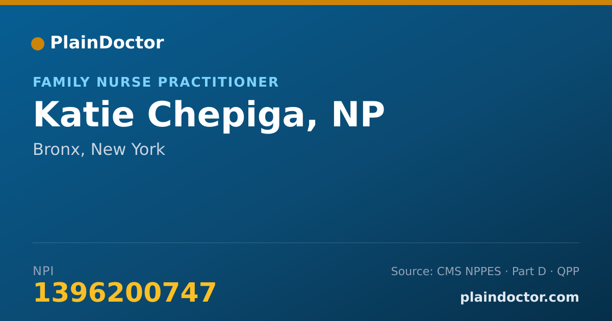 Shareable card for Katie Chepiga, NP - Family Nurse Practitioner, Bronx, NY