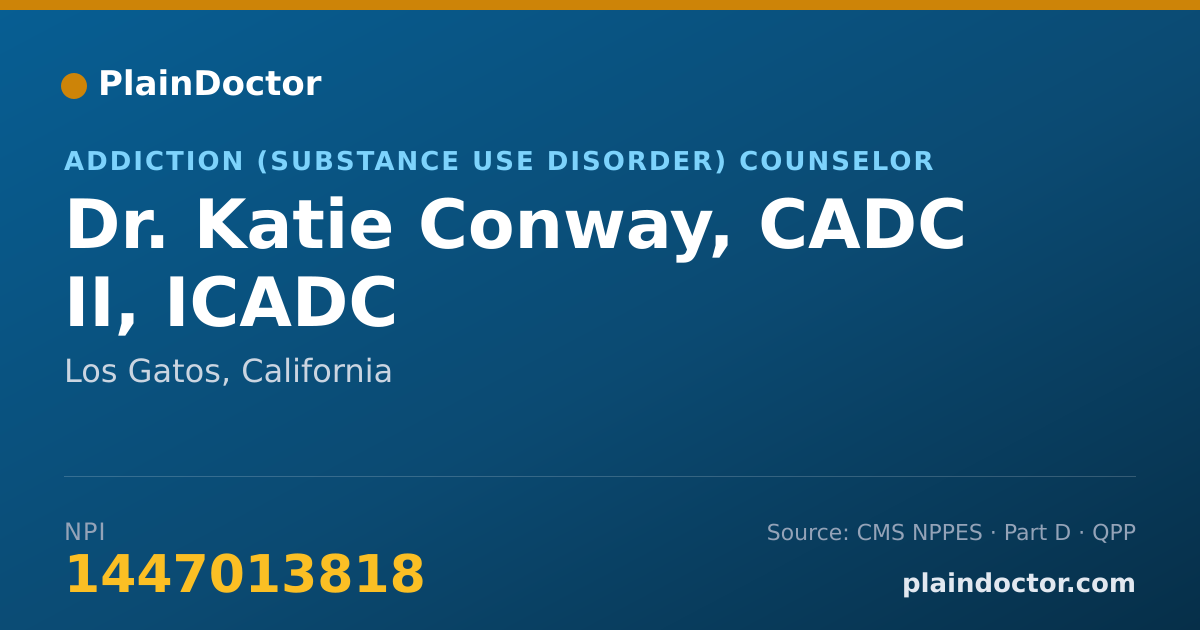 Shareable card for Katie Conway, CADC II, ICADC - Addiction (Substance Use Disorder) Counselor, Los Gatos, CA