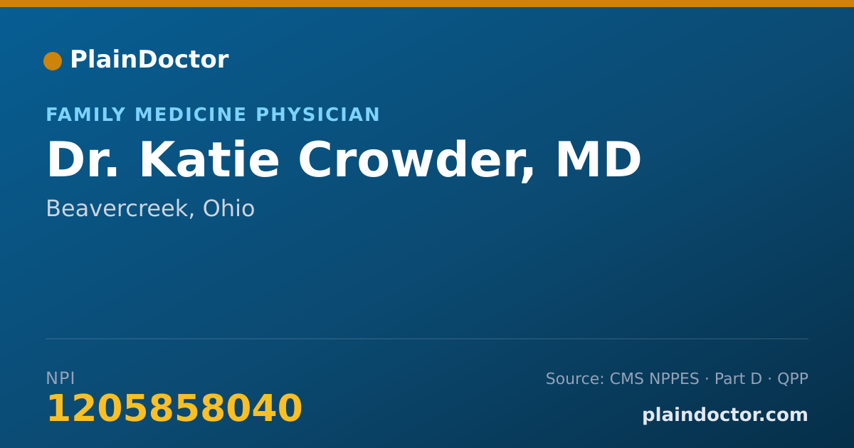 Shareable card for Katie Crowder, MD - Family Medicine Physician, Beavercreek, OH
