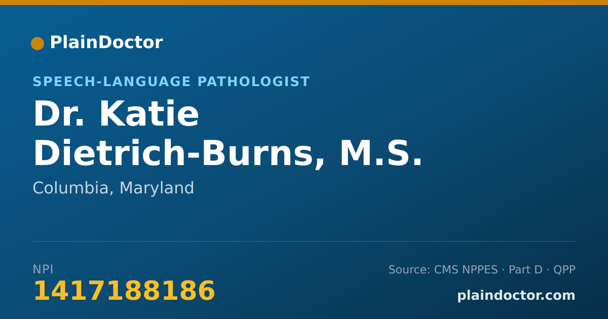Shareable card for Katie Dietrich-Burns, M.S. - Speech-Language Pathologist, Columbia, MD