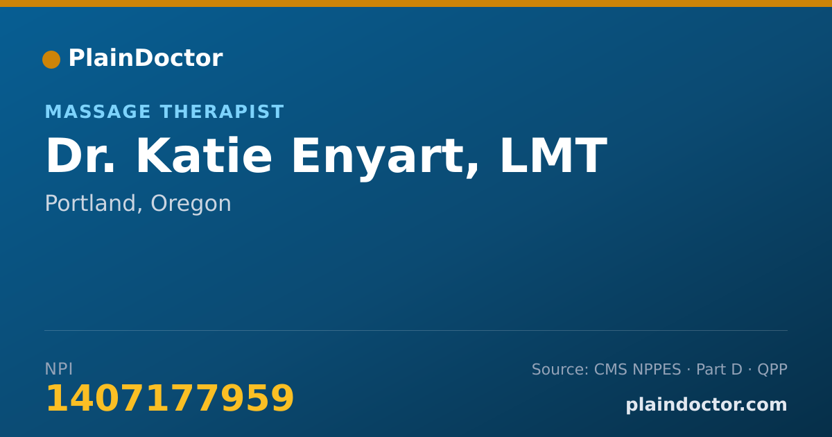 Shareable card for Katie Enyart, LMT - Massage Therapist, Portland, OR