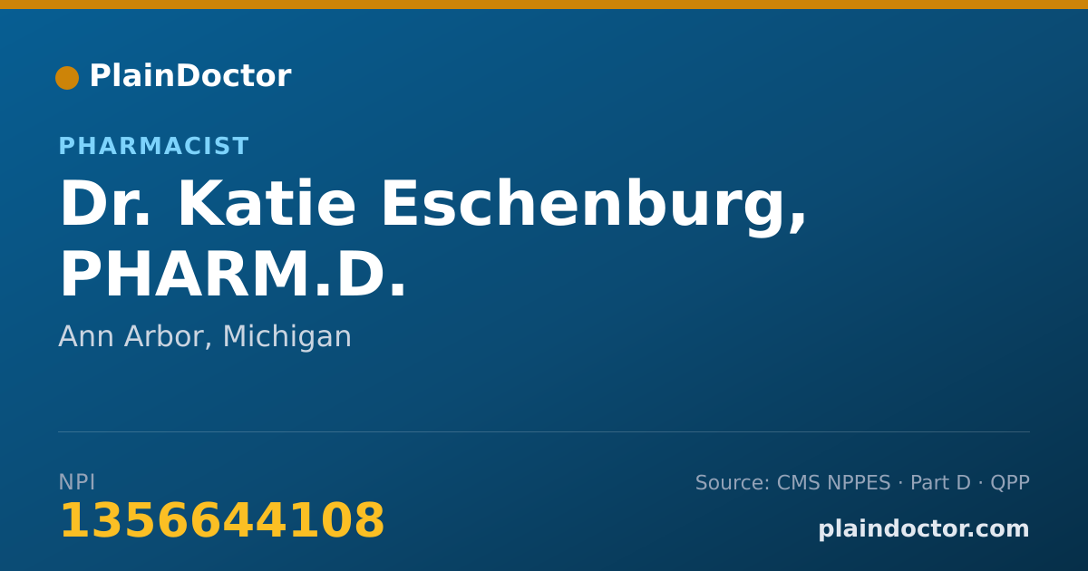 Shareable card for Katie Eschenburg, PHARM.D. - Pharmacist, Ann Arbor, MI