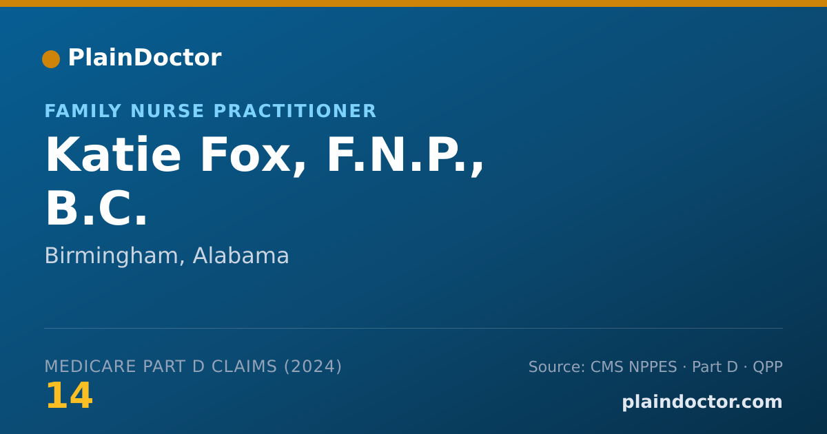 Shareable card for Katie Fox, F.N.P., B.C. - Family Nurse Practitioner, Birmingham, AL