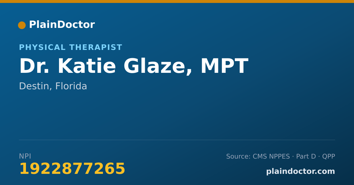 Shareable card for Katie Glaze, MPT - Physical Therapist, Destin, FL