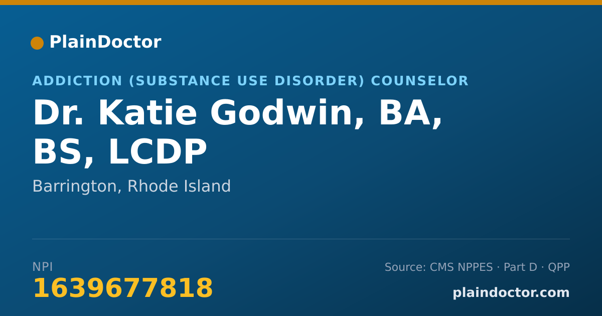 Shareable card for Katie Godwin, BA, BS, LCDP - Addiction (Substance Use Disorder) Counselor, Barrington, RI
