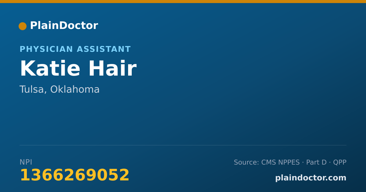 Shareable card for Katie Hair - Physician Assistant, Tulsa, OK