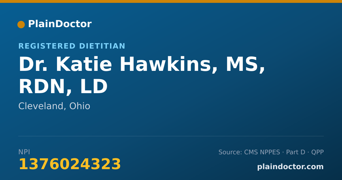 Shareable card for Katie Hawkins, MS, RDN, LD - Registered Dietitian, Cleveland, OH