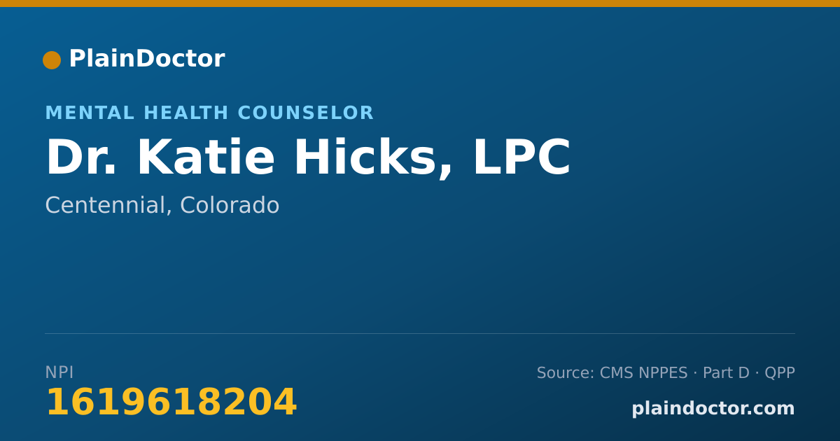 Shareable card for Katie Hicks, LPC - Mental Health Counselor, Centennial, CO