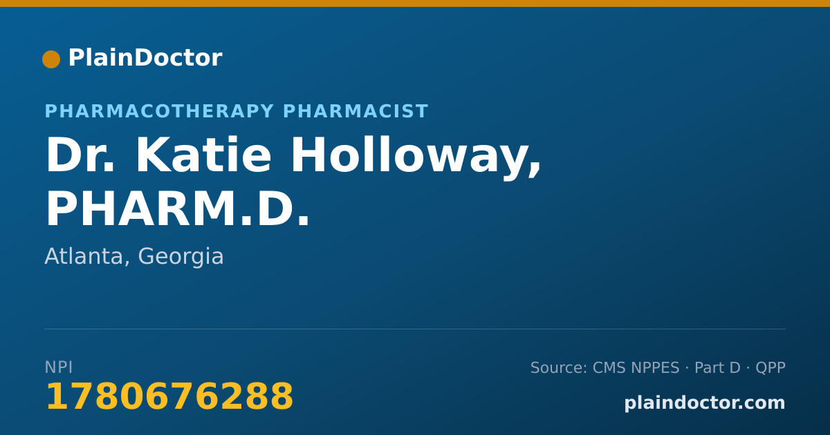 Shareable card for Katie Holloway, PHARM.D. - Pharmacotherapy Pharmacist, Atlanta, GA