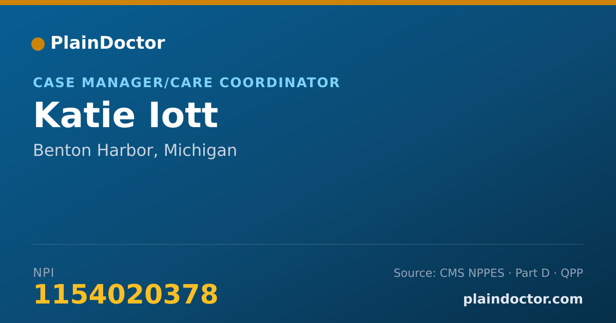 Shareable card for Katie Iott - Case Manager/Care Coordinator, Benton Harbor, MI