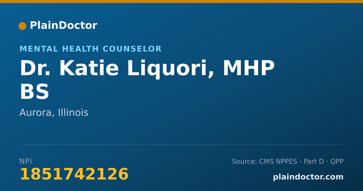 Shareable card for Katie Liquori, MHP BS - Mental Health Counselor, Aurora, IL