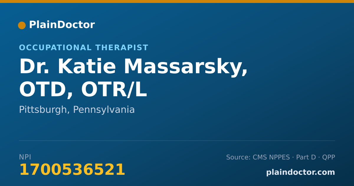 Shareable card for Katie Massarsky, OTD, OTR/L - Occupational Therapist, Pittsburgh, PA