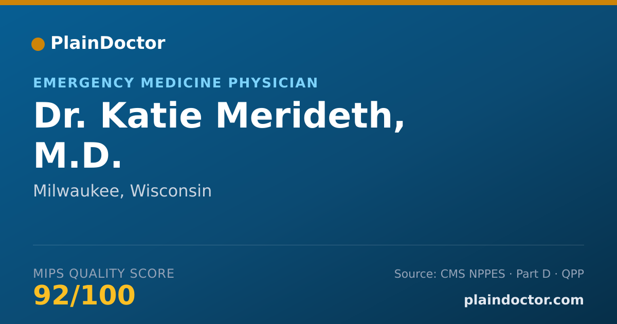 Shareable card for Katie Merideth, M.D. - Emergency Medicine Physician, Milwaukee, WI