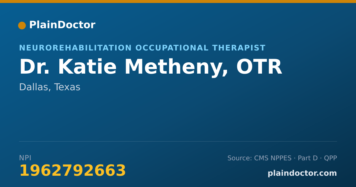 Shareable card for Katie Metheny, OTR - Neurorehabilitation Occupational Therapist, Dallas, TX