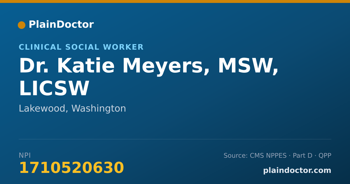 Shareable card for Katie Meyers, MSW, LICSW - Clinical Social Worker, Lakewood, WA