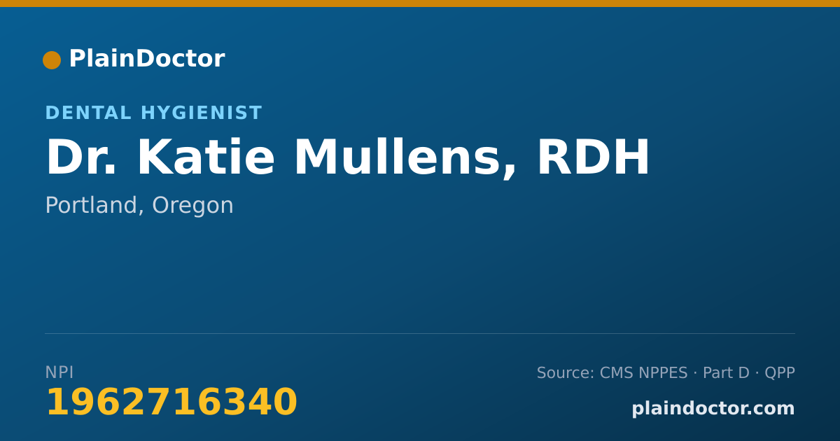 Shareable card for Katie Mullens, RDH - Dental Hygienist, Portland, OR