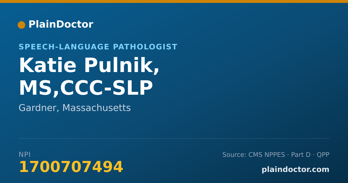 Shareable card for Katie Pulnik, MS,CCC-SLP - Speech-Language Pathologist, Gardner, MA