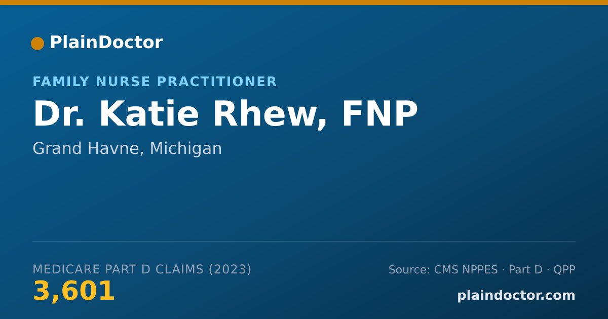Shareable card for Katie Rhew, FNP - Family Nurse Practitioner, Grand Havne, MI