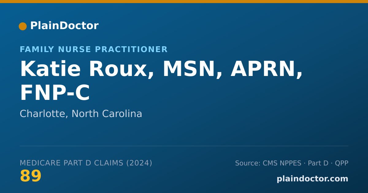 Shareable card for Katie Roux, MSN, APRN, FNP-C - Family Nurse Practitioner, Charlotte, NC