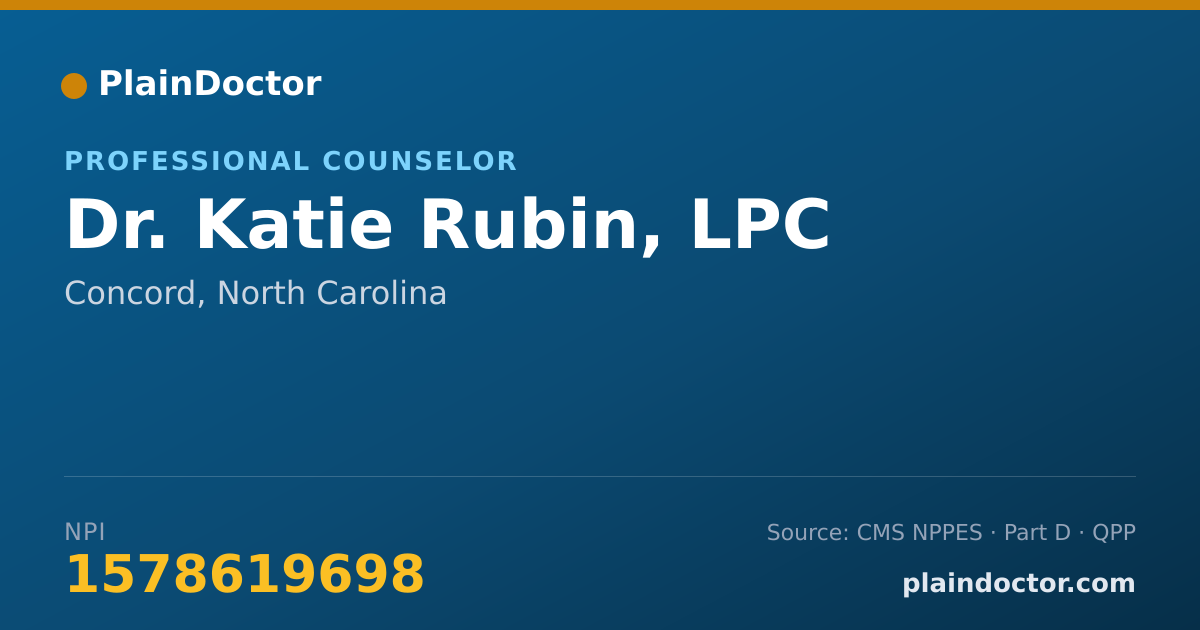 Shareable card for Katie Rubin, LPC - Professional Counselor, Concord, NC