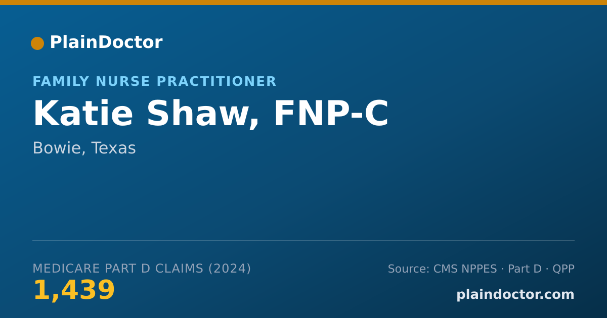 Shareable card for Katie Shaw, FNP-C - Registered Nurse, Bowie, TX