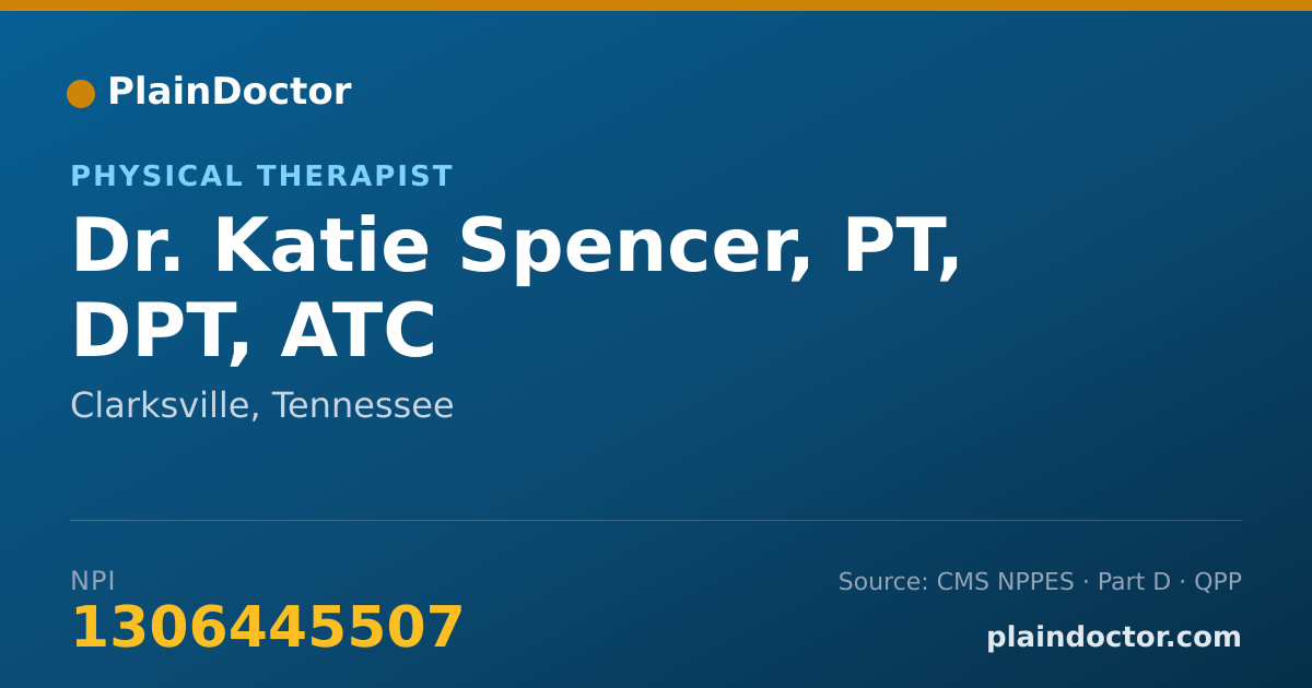 Shareable card for Katie Spencer, PT, DPT, ATC - Physical Therapist, Clarksville, TN