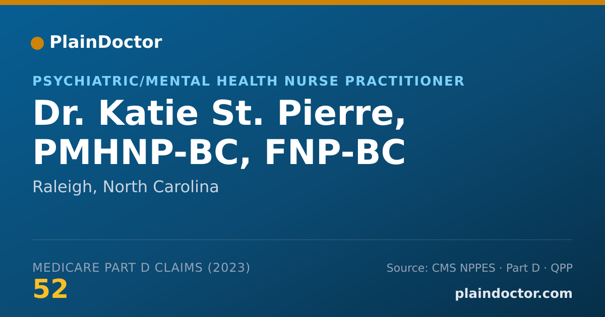 Shareable card for Katie St. Pierre, PMHNP-BC, FNP-BC - Psychiatric/Mental Health Nurse Practitioner, Raleigh, NC