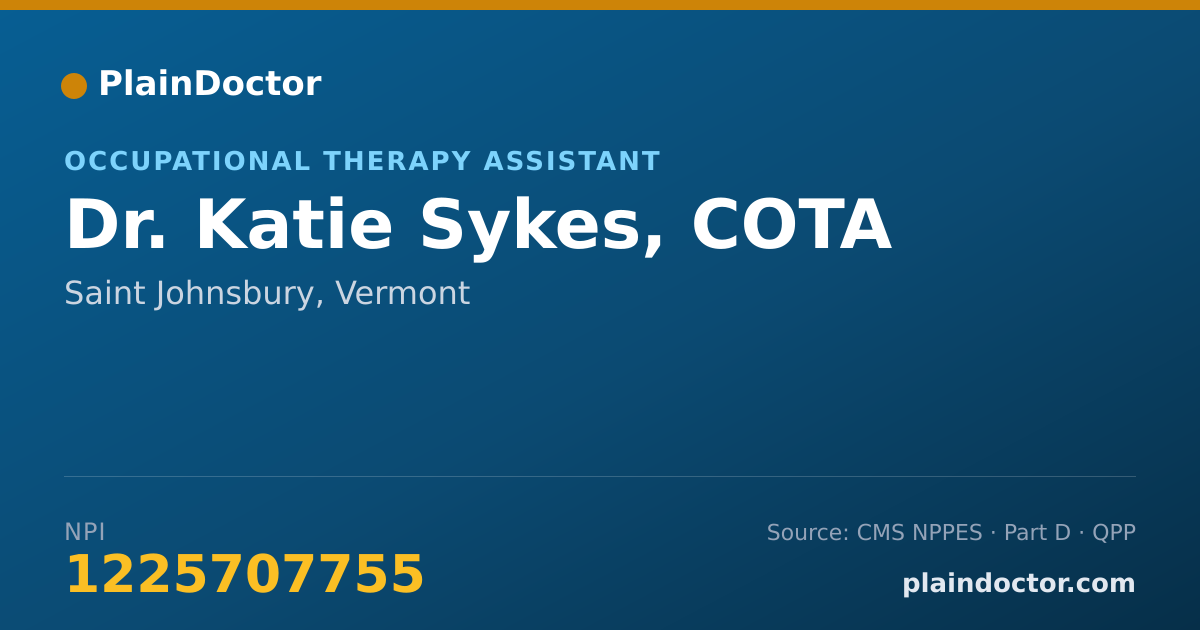Shareable card for Katie Sykes, COTA - Occupational Therapy Assistant, Saint Johnsbury, VT