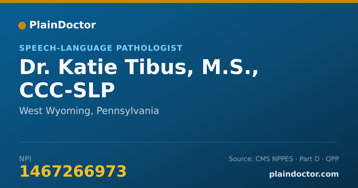 Shareable card for Katie Tibus, M.S., CCC-SLP - Speech-Language Pathologist, West Wyoming, PA