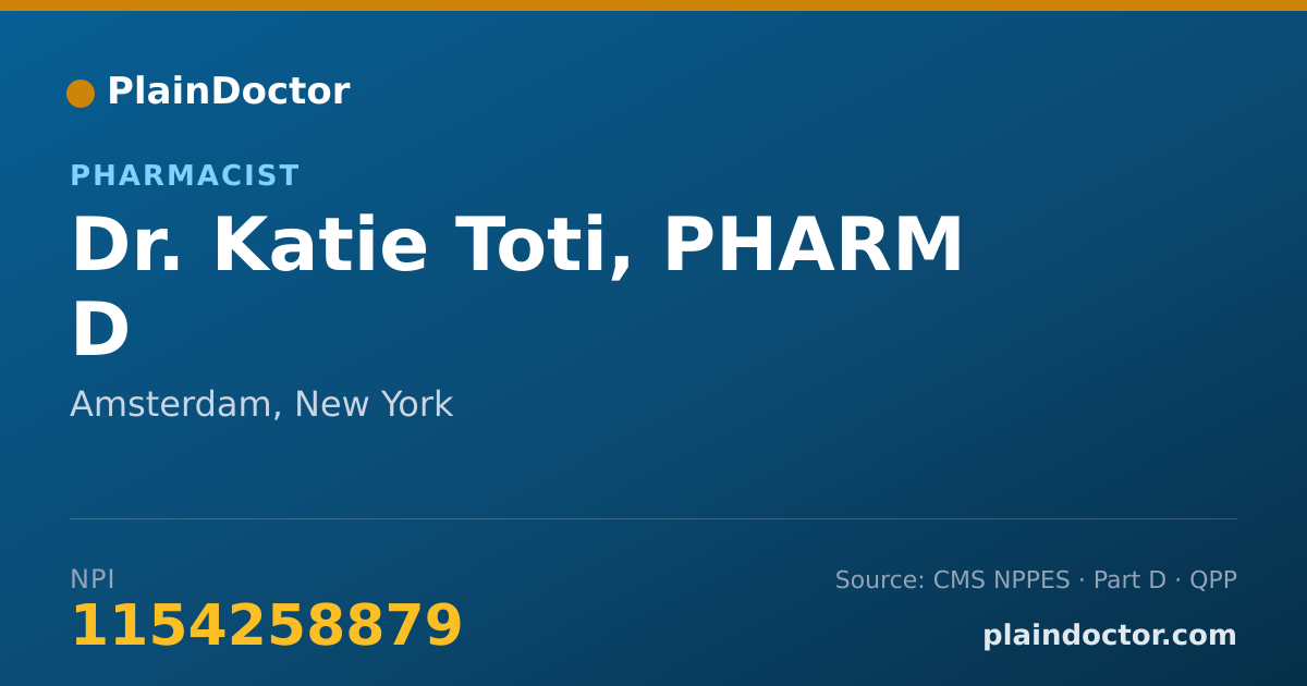 Shareable card for Katie Toti, PHARM D - Pharmacist, Amsterdam, NY