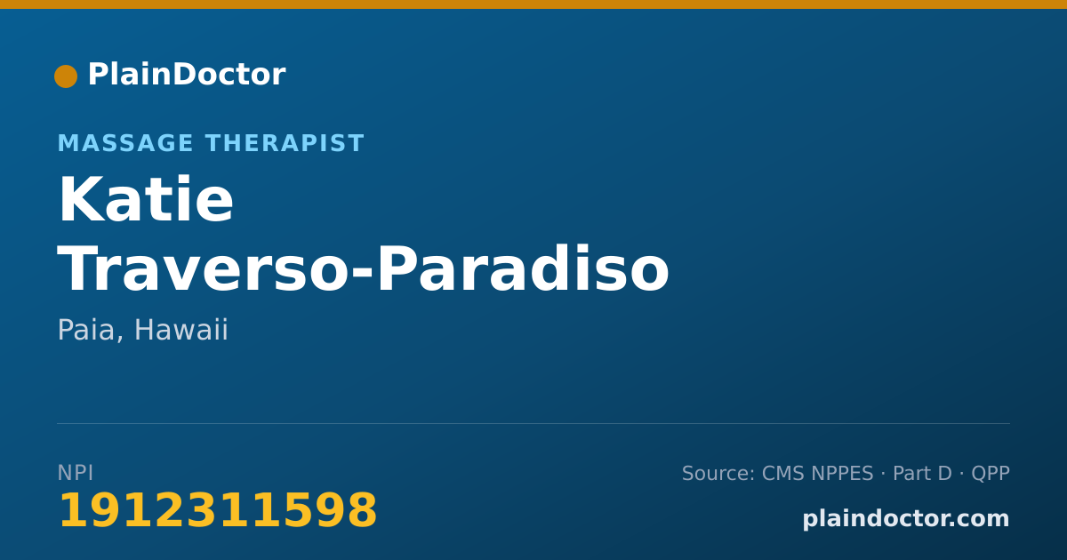 Shareable card for Katie Traverso-Paradiso - Massage Therapist, Paia, HI