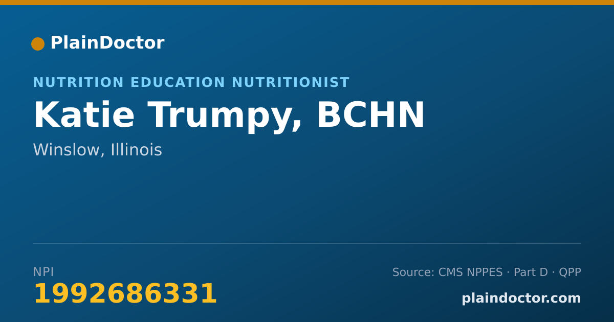 Shareable card for Katie Trumpy, BCHN - Nutrition Education Nutritionist, Winslow, IL