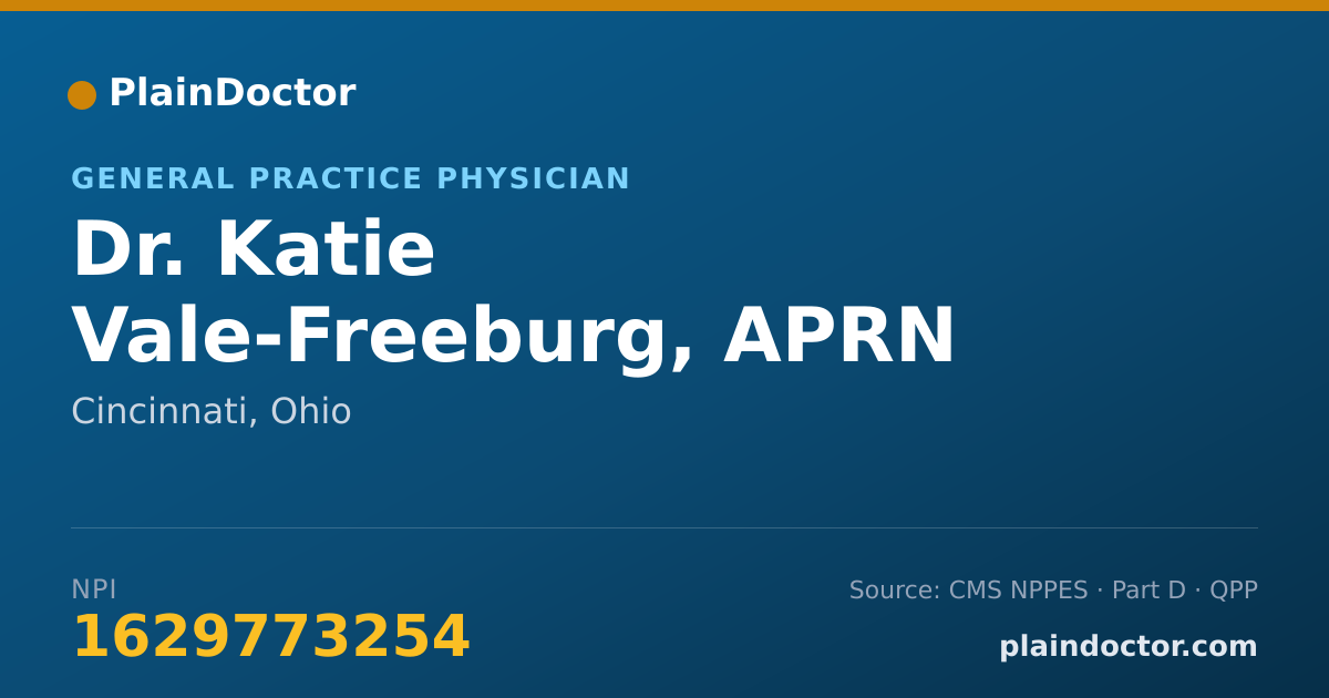 Shareable card for Katie Vale-Freeburg, APRN - General Practice Physician, Cincinnati, OH