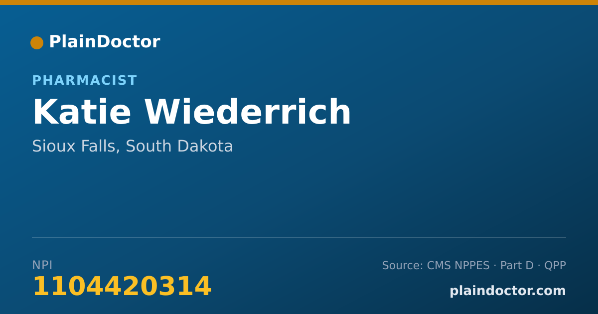 Shareable card for Katie Wiederrich - Pharmacist, Sioux Falls, SD