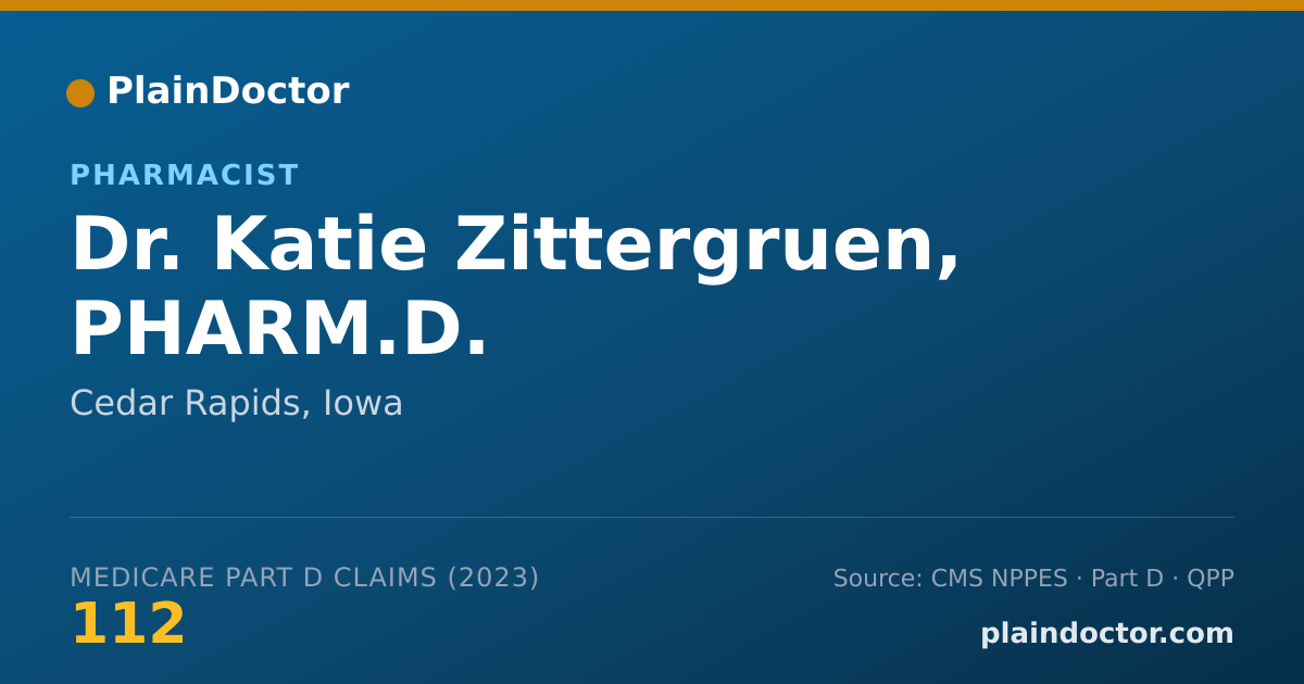 Shareable card for Katie Zittergruen, PHARM.D. - Pharmacist, Cedar Rapids, IA