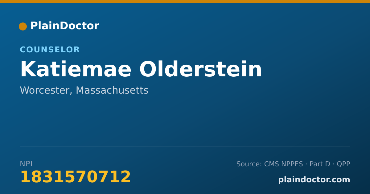 Shareable card for Katiemae Olderstein - Counselor, Worcester, MA