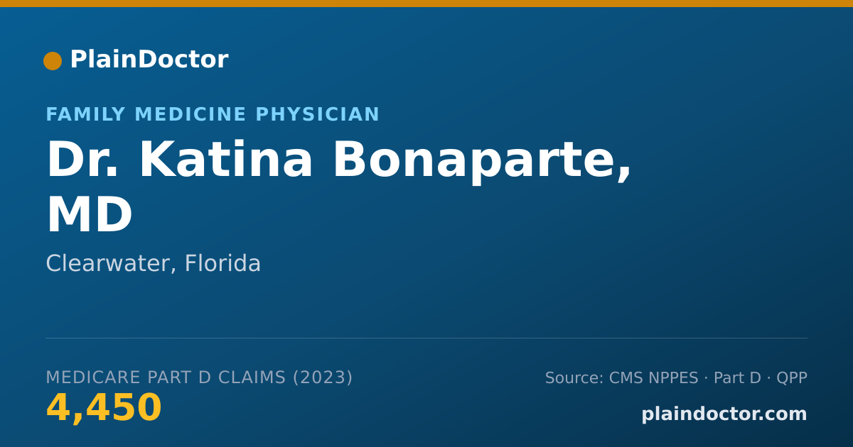 Shareable card for Katina Bonaparte, MD - Family Medicine Physician, Clearwater, FL