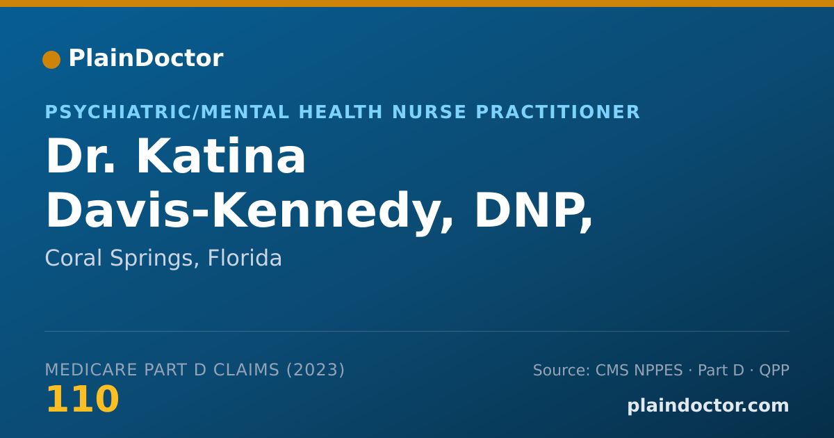 Shareable card for Katina Davis-Kennedy, DNP, FNP-C, PMHNP - Psychiatric/Mental Health Nurse Practitioner, Coral Springs, FL