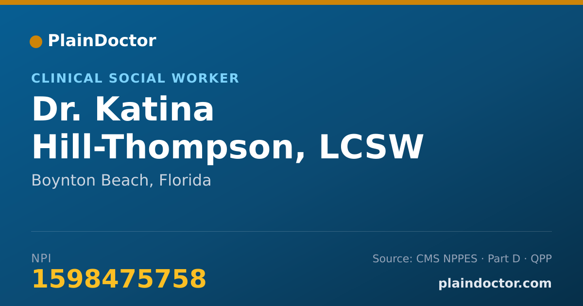 Shareable card for Katina Hill-Thompson, LCSW - Clinical Social Worker, Boynton Beach, FL