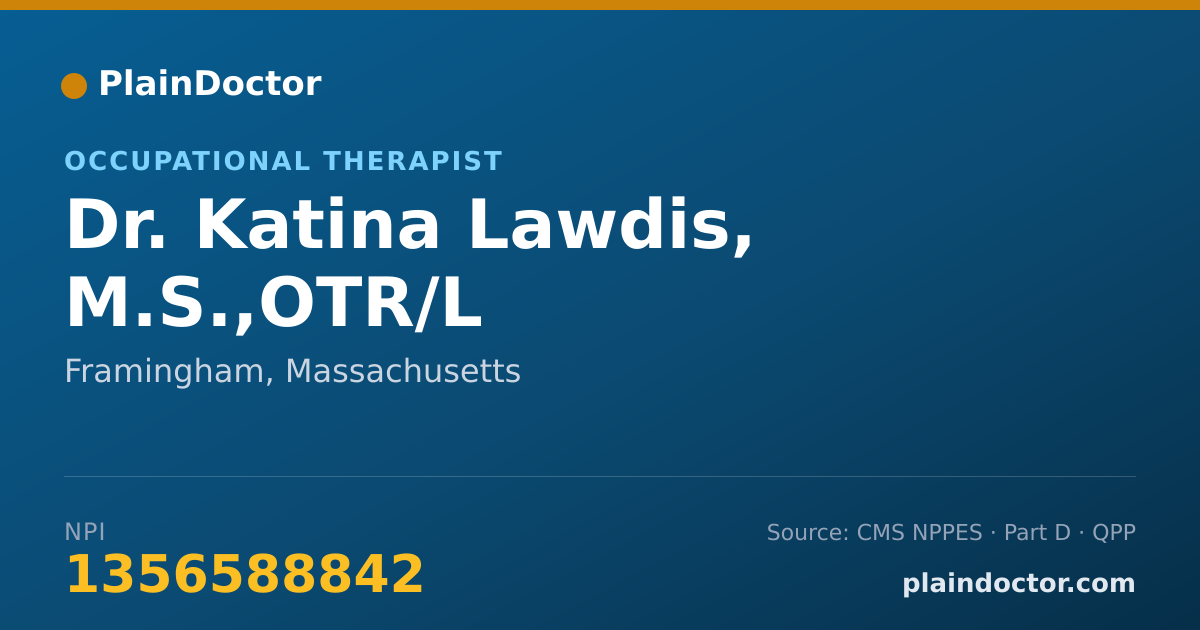 Shareable card for Katina Lawdis, M.S.,OTR/L - Occupational Therapist, Framingham, MA
