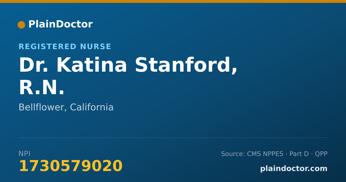 Shareable card for Katina Stanford, R.N. - Registered Nurse, Bellflower, CA