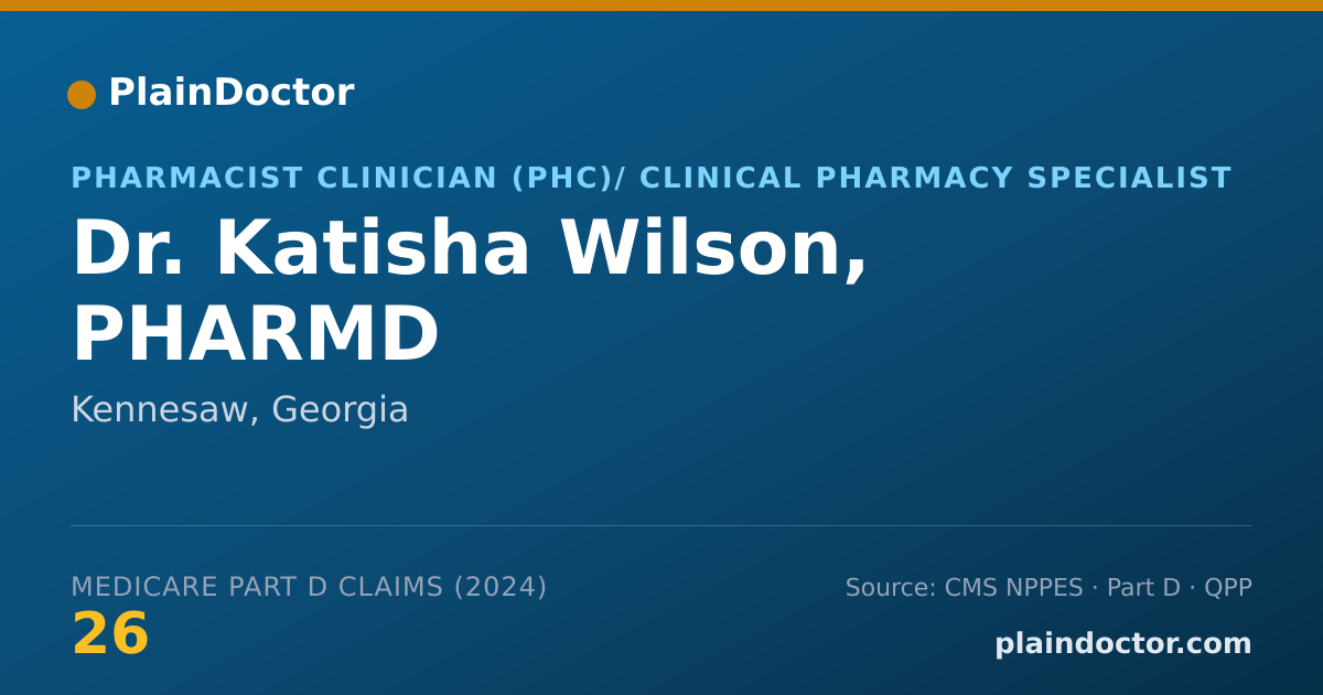 Shareable card for Katisha Wilson, PHARMD - Pharmacist Clinician (PhC)/ Clinical Pharmacy Specialist, Kennesaw, GA