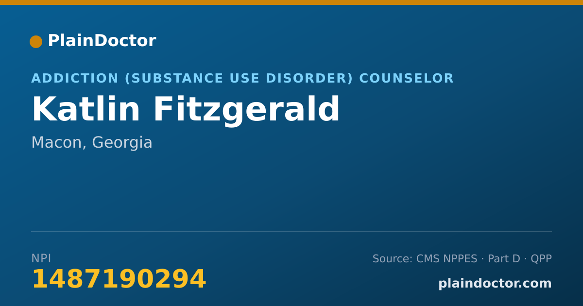 Shareable card for Katlin Fitzgerald - Addiction (Substance Use Disorder) Counselor, Macon, GA