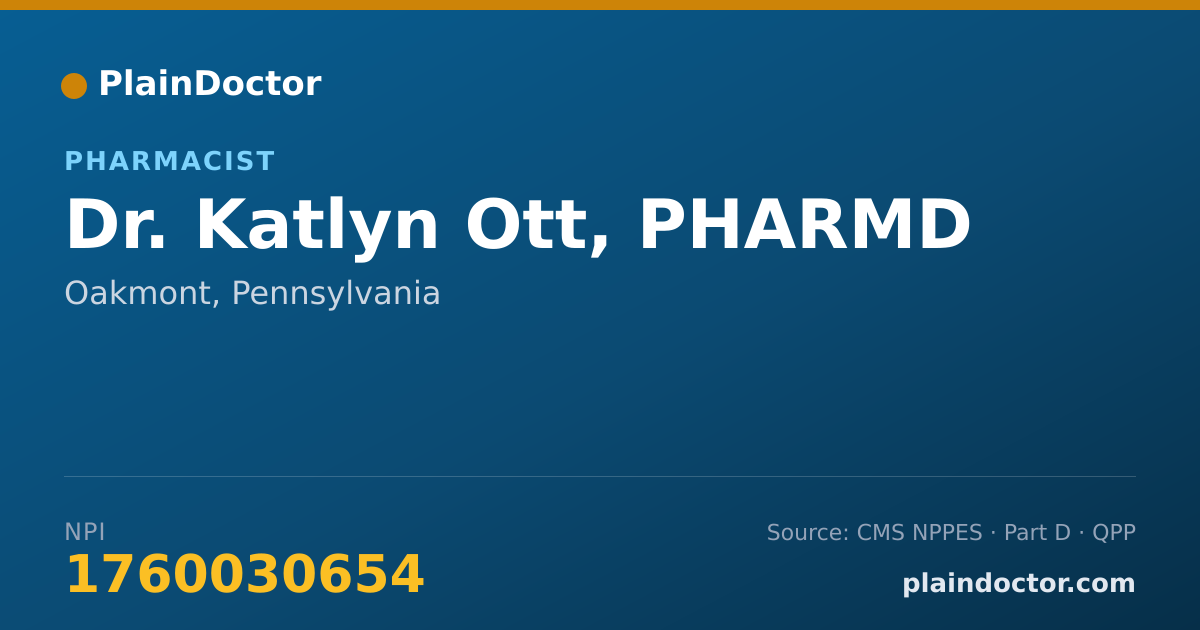 Shareable card for Katlyn Ott, PHARMD - Pharmacist, Oakmont, PA