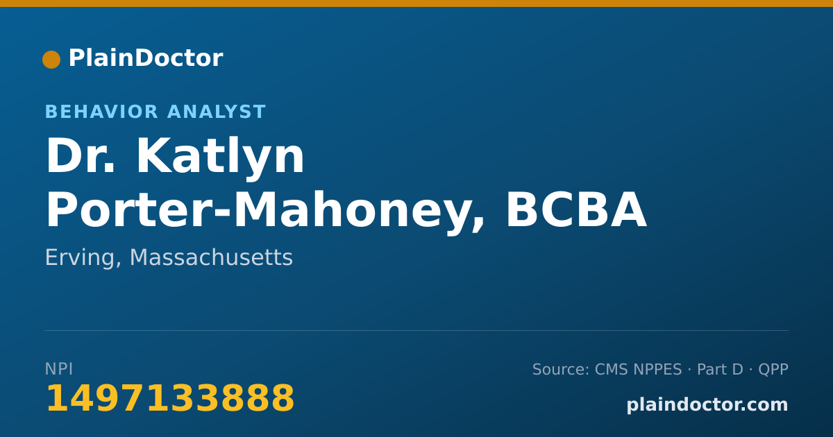 Shareable card for Katlyn Porter-Mahoney, BCBA - Behavior Analyst, Erving, MA