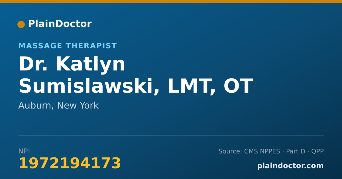 Shareable card for Katlyn Sumislawski, LMT, OT - Massage Therapist, Auburn, NY