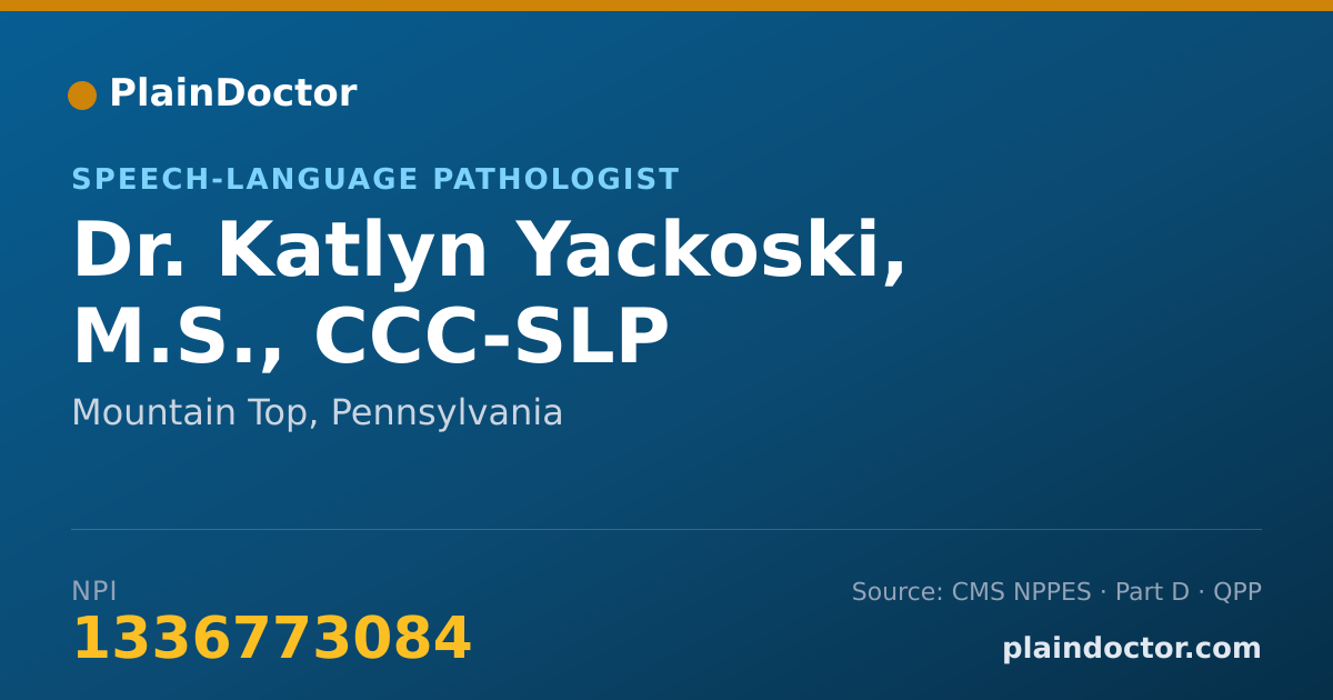 Shareable card for Katlyn Yackoski, M.S., CCC-SLP - Speech-Language Pathologist, Mountain Top, PA