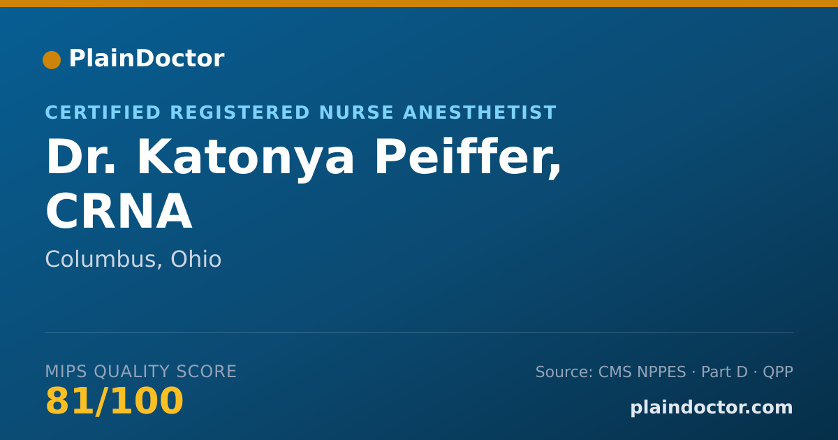 Shareable card for Katonya Peiffer, CRNA - Certified Registered Nurse Anesthetist, Columbus, OH