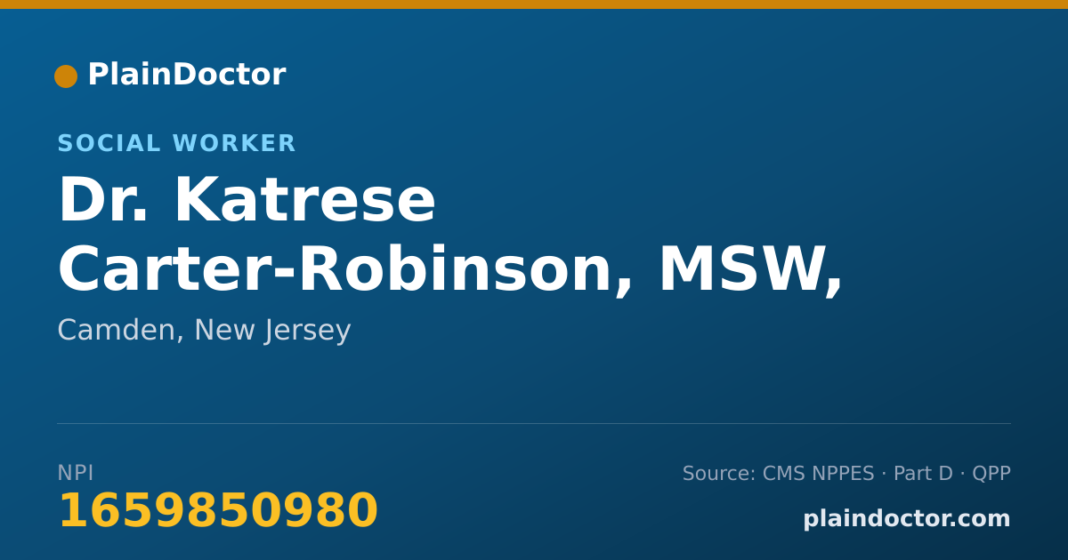 Shareable card for Katrese Carter-Robinson, MSW, LSW - Social Worker, Camden, NJ