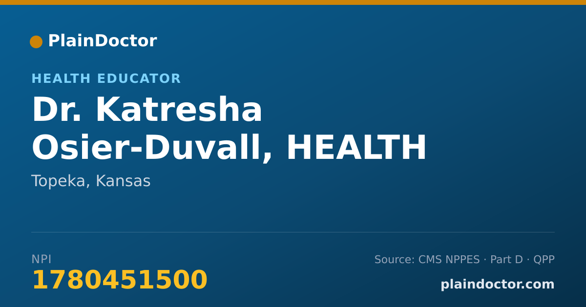 Shareable card for Katresha Osier-Duvall, HEALTH EDUCATOR - Health Educator, Topeka, KS
